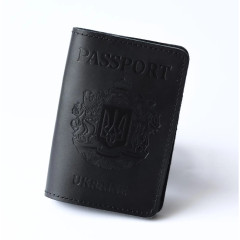 Обкладинка для паспорта "Passport+великий Герб України", чорна